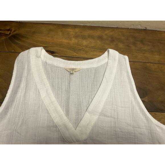 Faherty Dune Organic Cotton Gauze Top Women's Medium White Sleeveless Popover - Picture 2 of 8
